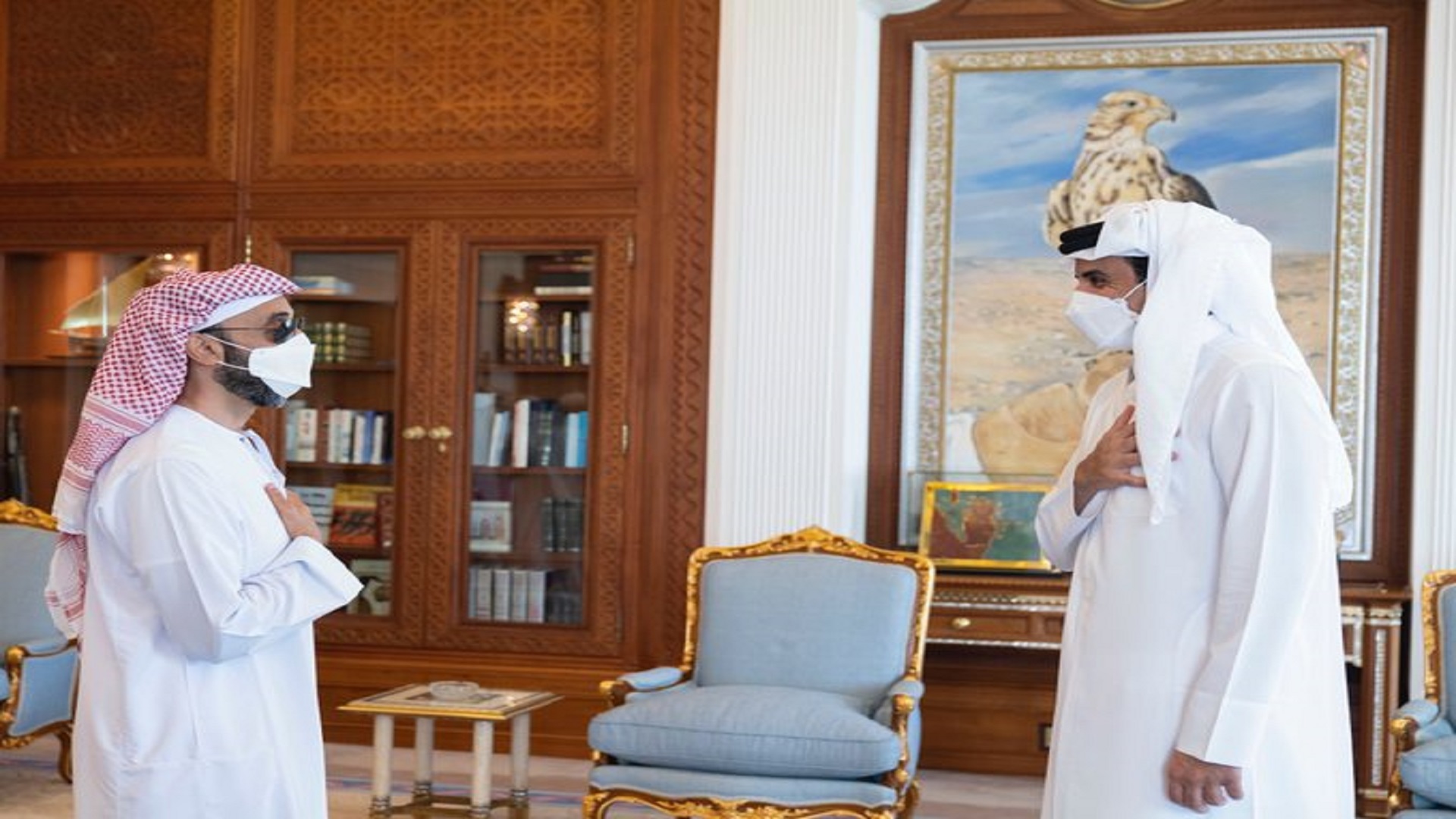 أمير قطر يستقبل الشيخ طحنون تويتر