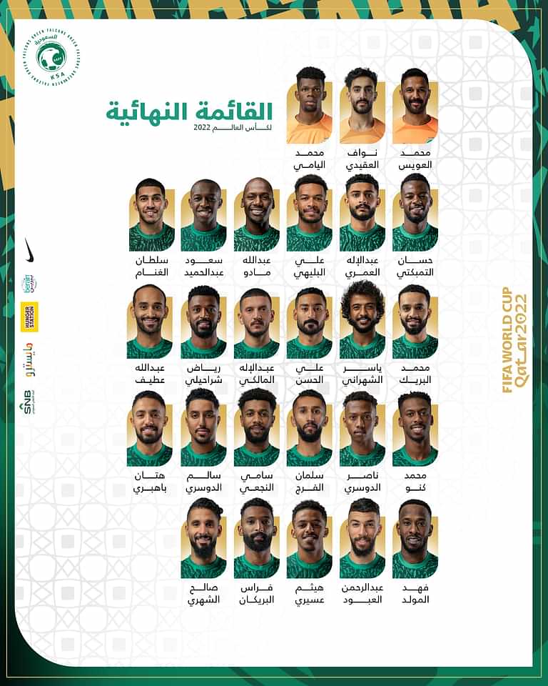 رسميا.. قائمة المنتخب السعودي النهائية في كأس العالم 2022